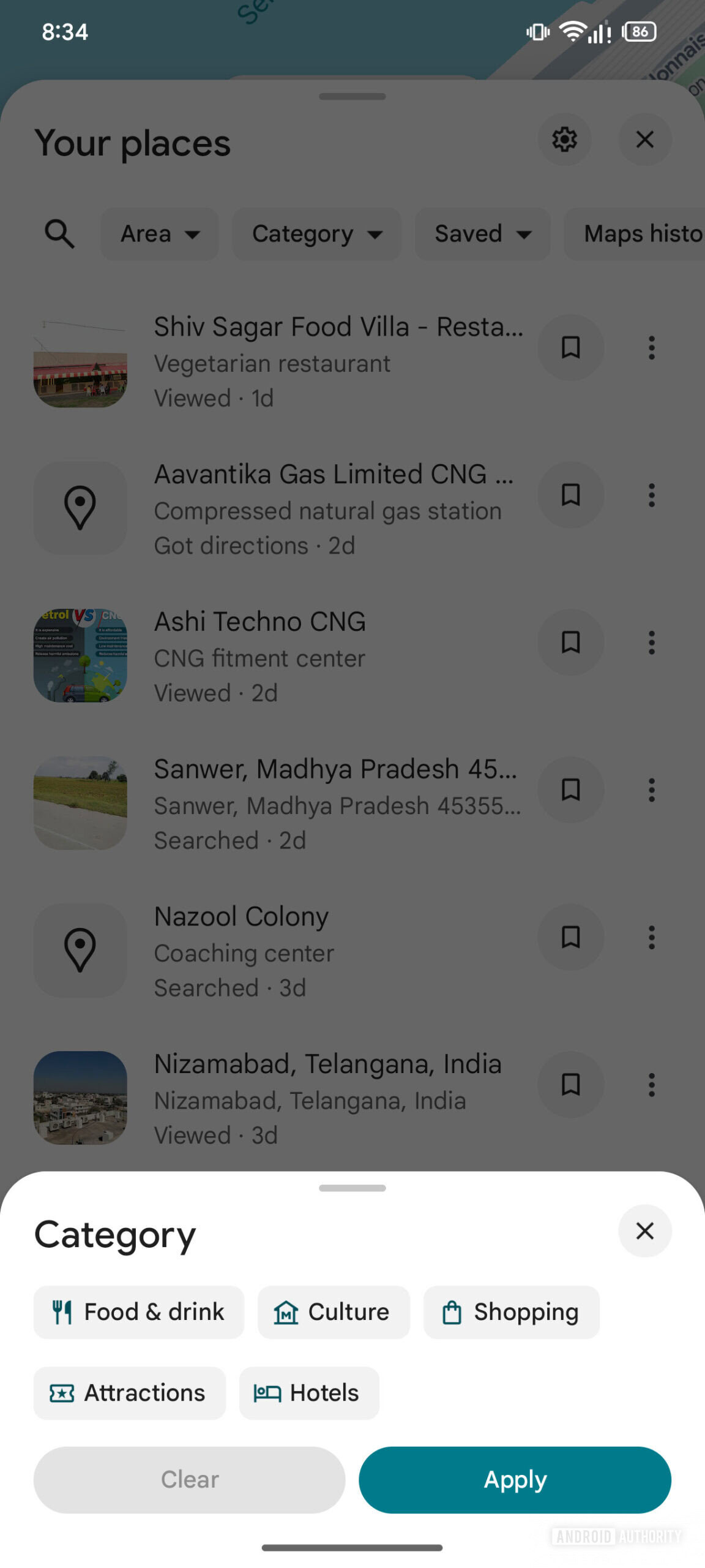 Google Maps Your recent places 4
