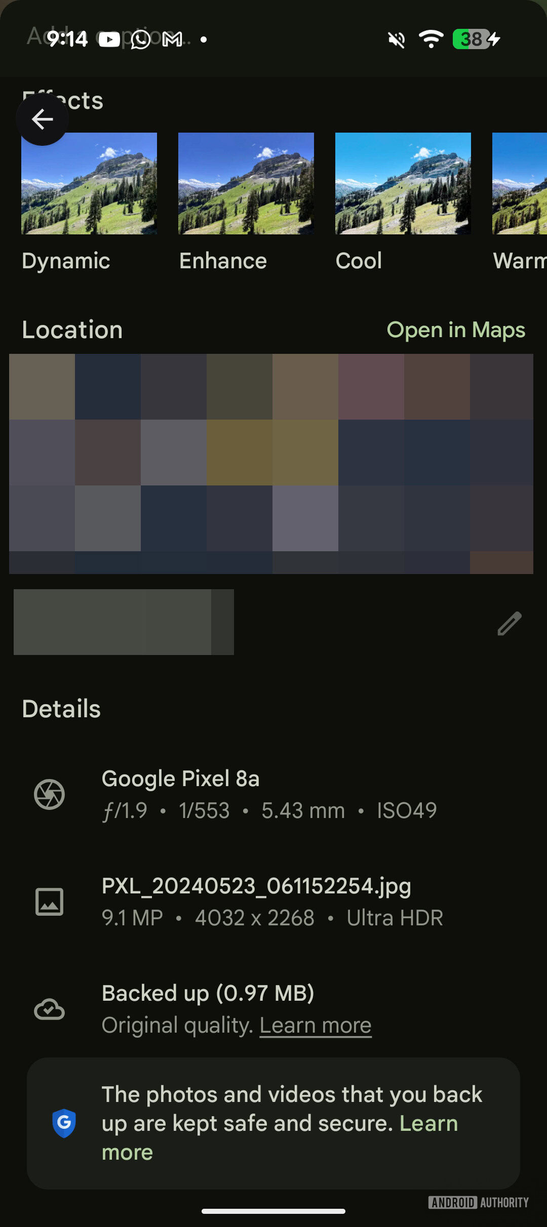 Google Photos image viewer info page 2