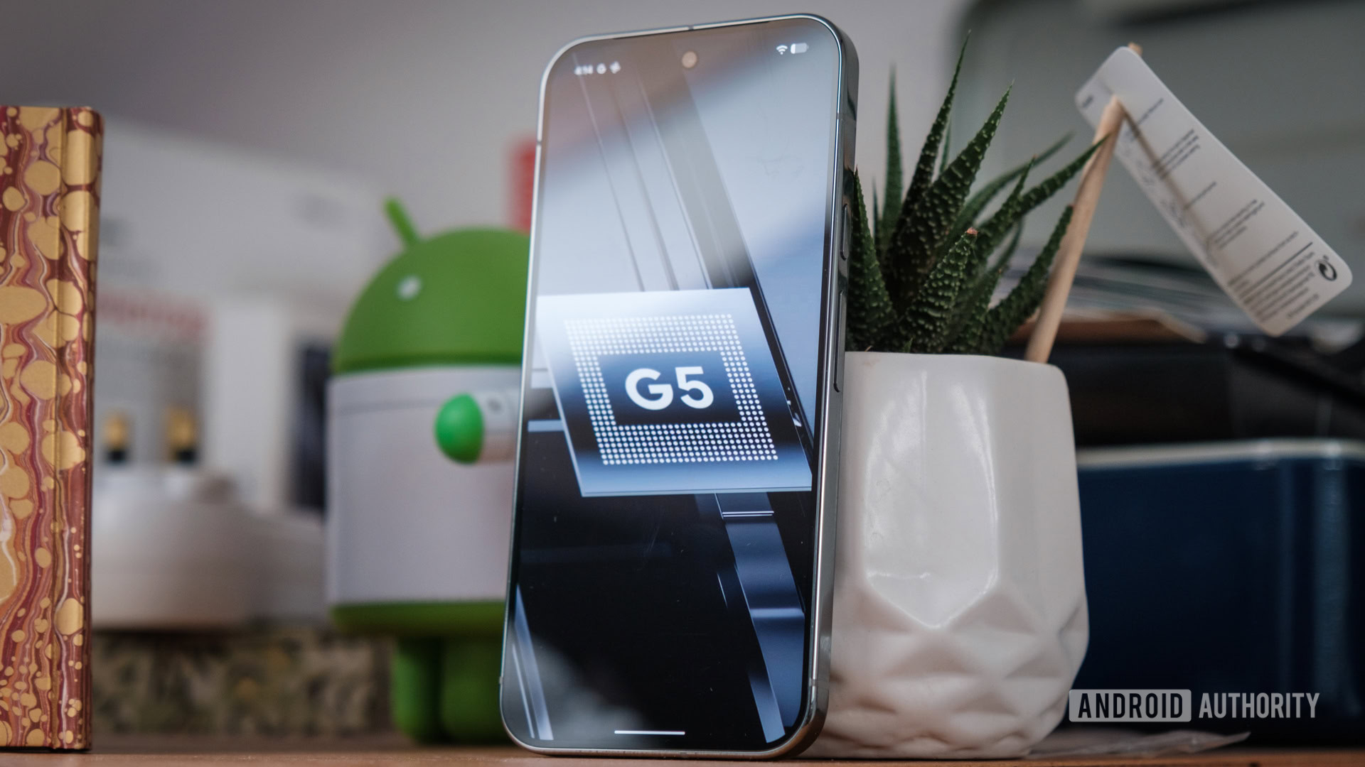 Google Pixel Tensor G5 phone standing