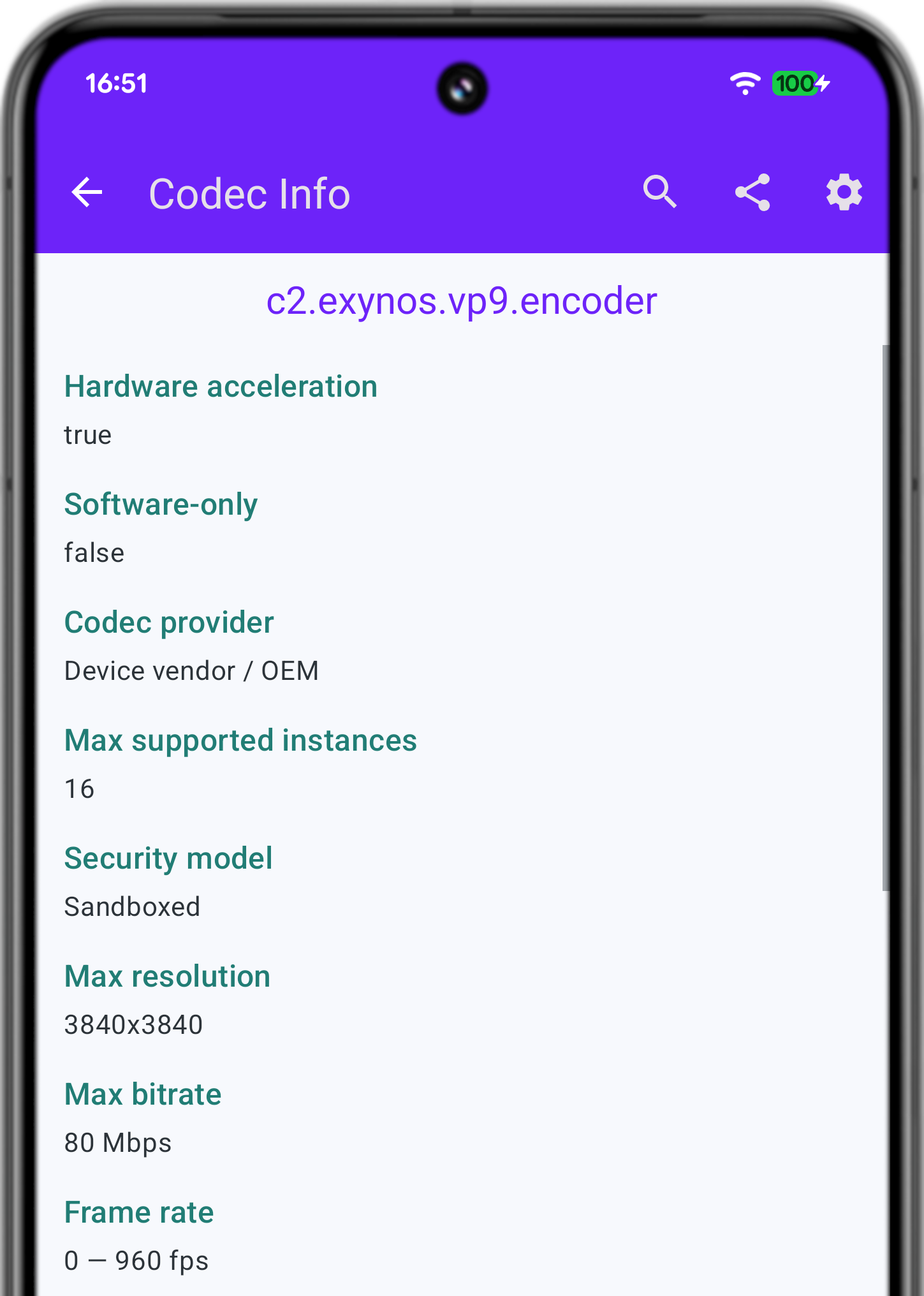 Google VP9 hardware encoder on Pixel 8 Pro