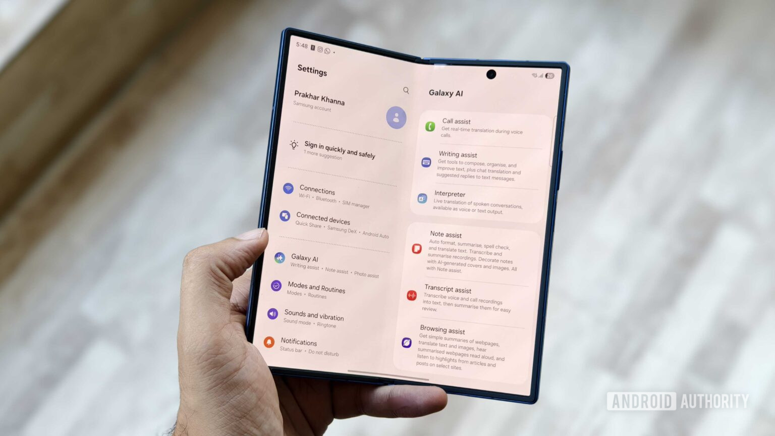 Samsung Galaxy Z Fold 7 half-folded.