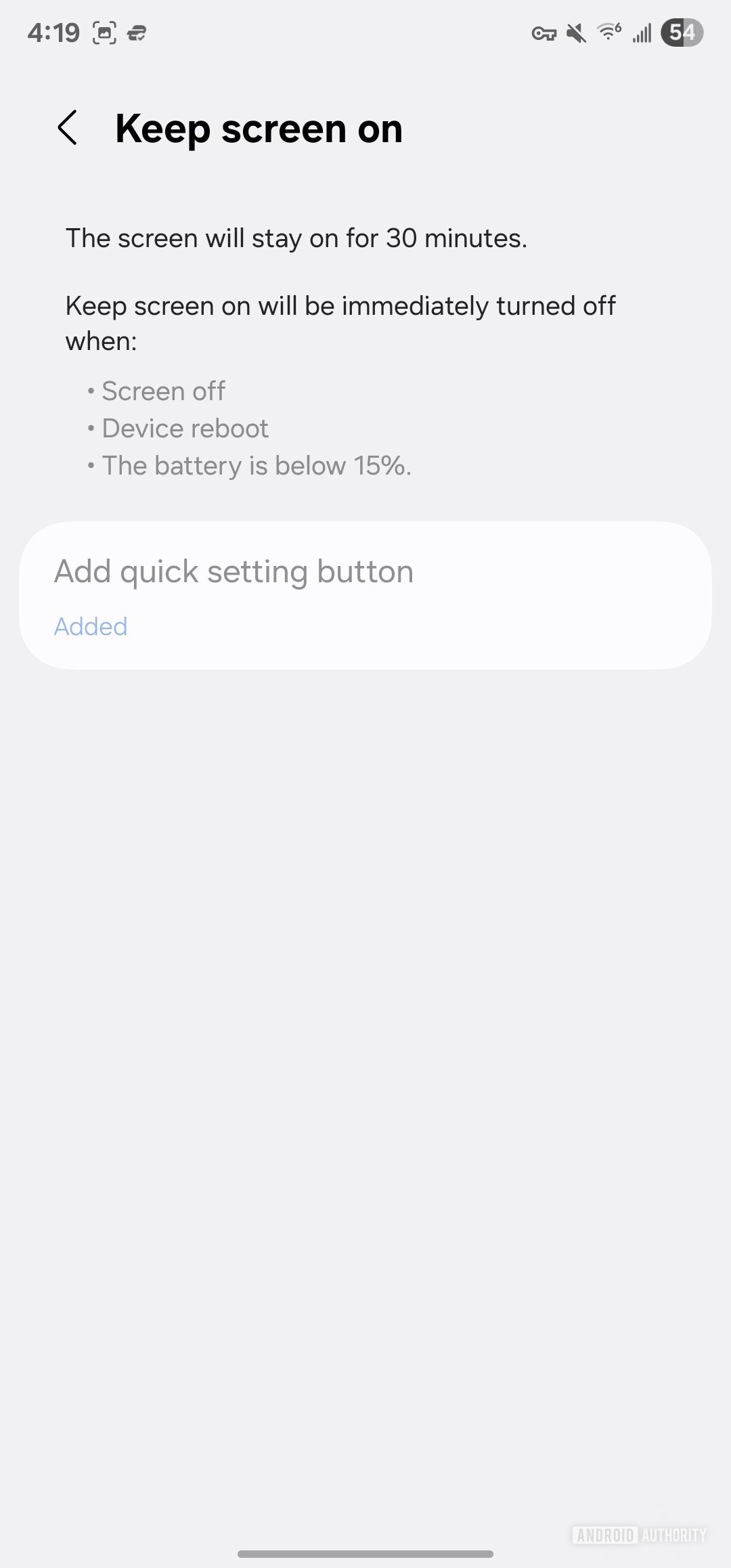 Samsung Display Assistant keep screen on