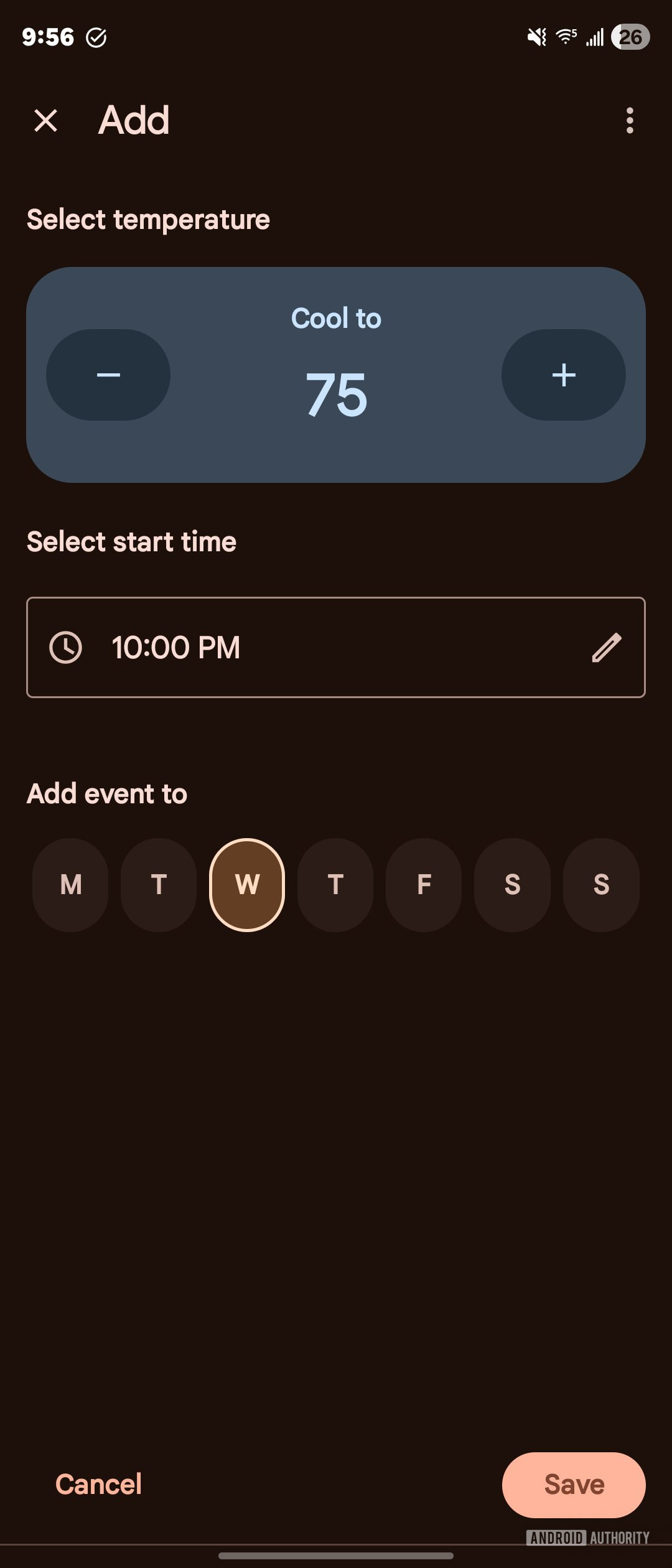 Schedule add temperature setting for Nest Thermostats in Google Home app
