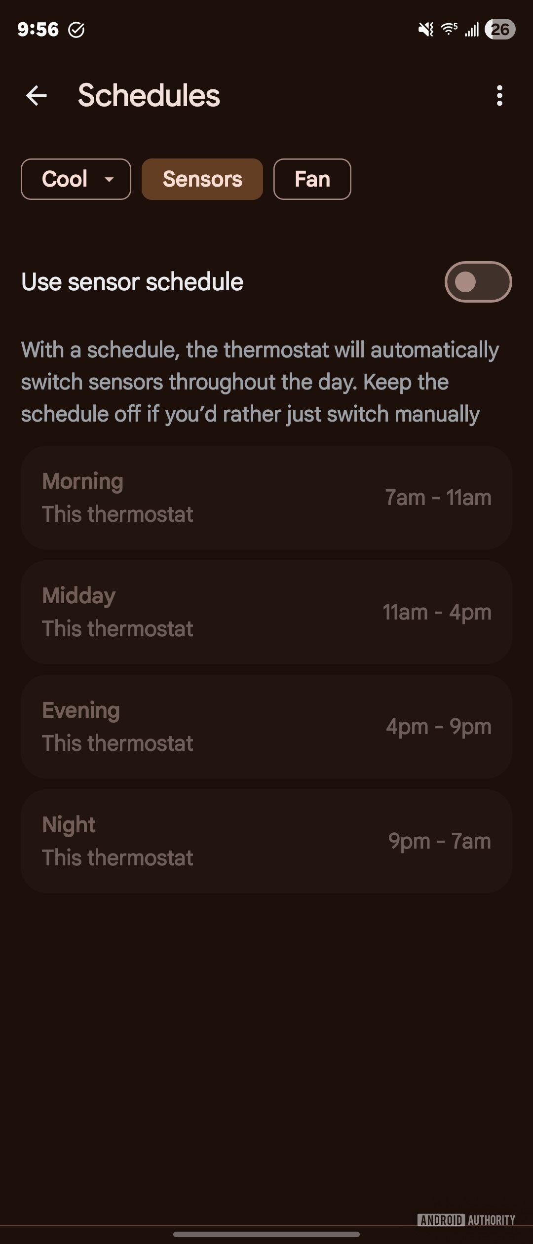 Schedule sensor setting for Nest Thermostats in Google Home app