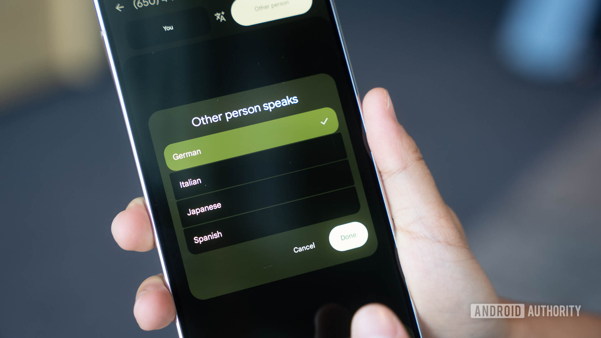 Voice Translate in Phone app on Google Pixel entering in languages Voice Translate in Phone app on Google Pixel entering in languages