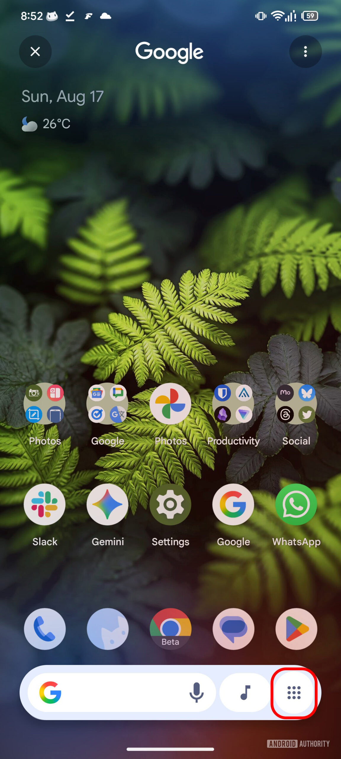circle to search live translate app drawer