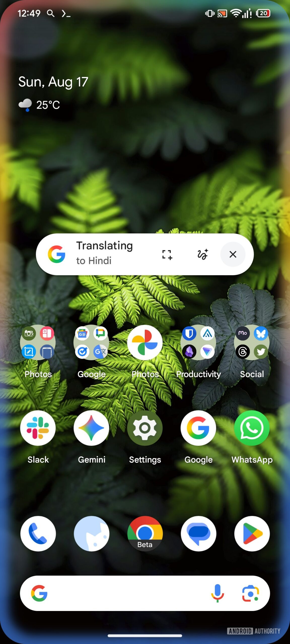 circle to search live translate overlay