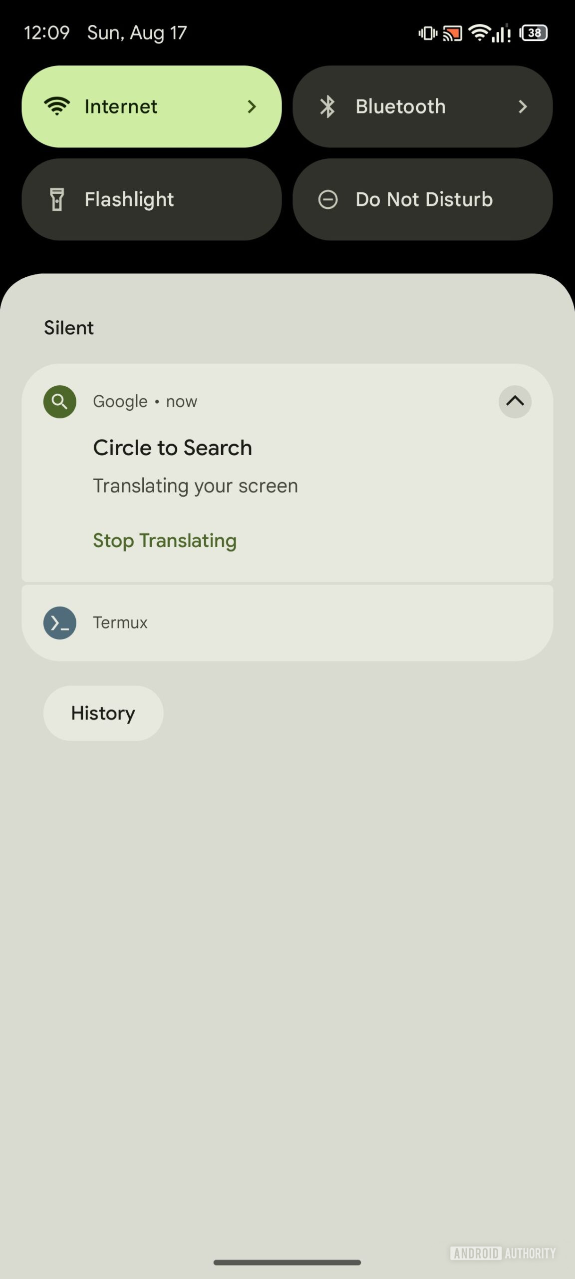 circle to search live translate stop recording