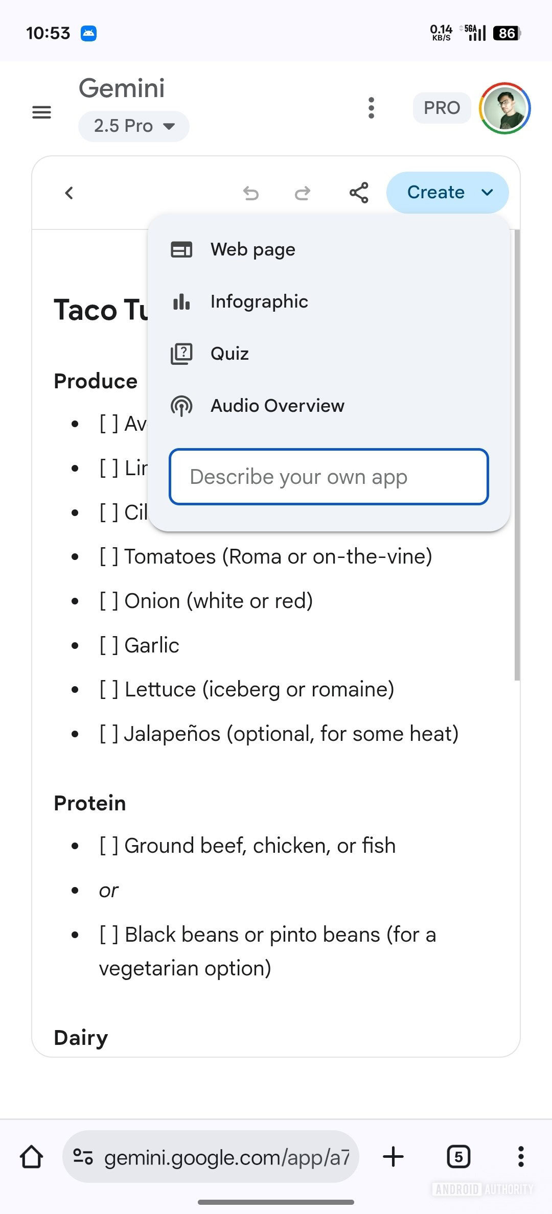 gemini canvas app create 1