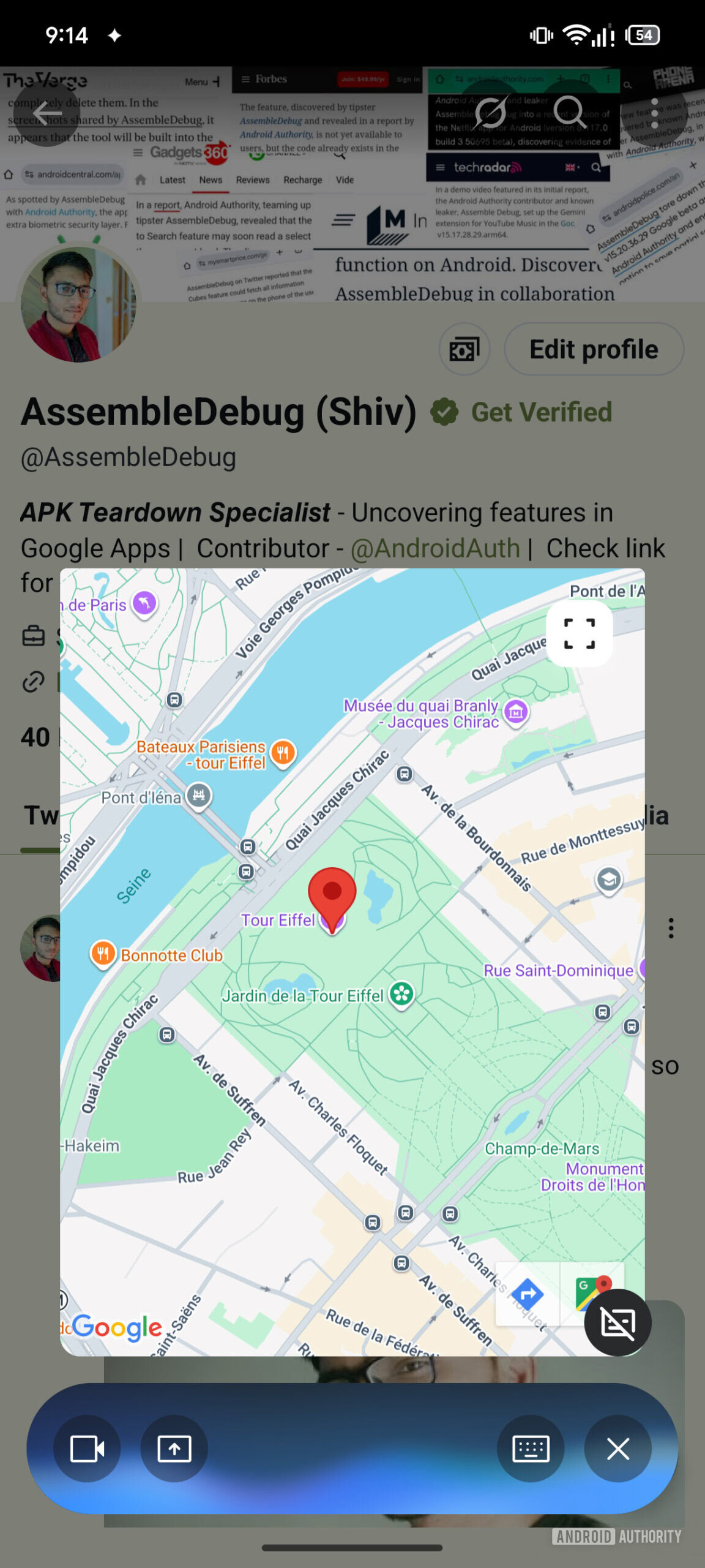 google gemini live floating UI with maps