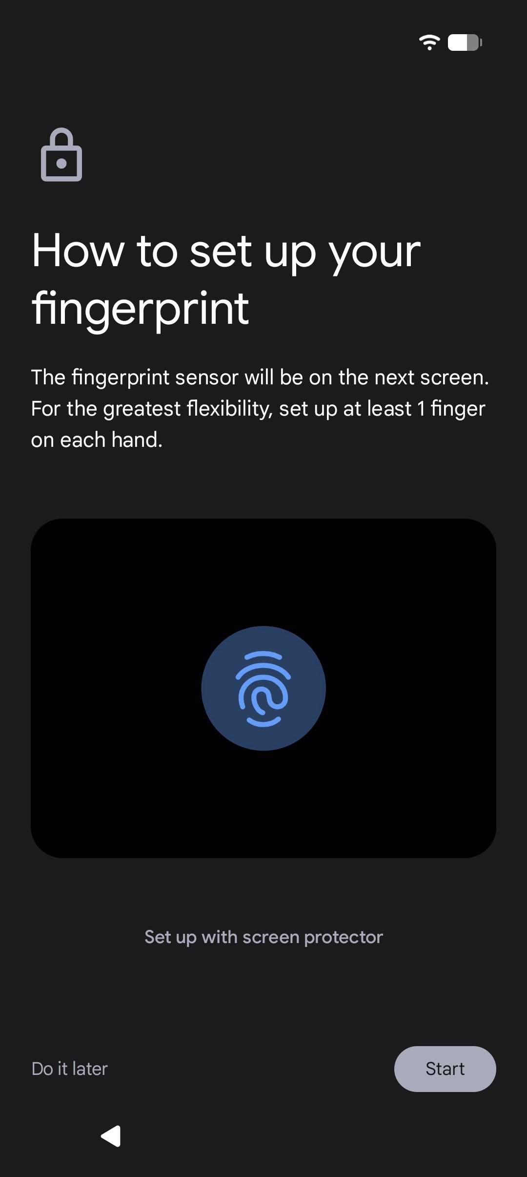 google pixel 10 fingerprint scanner setup