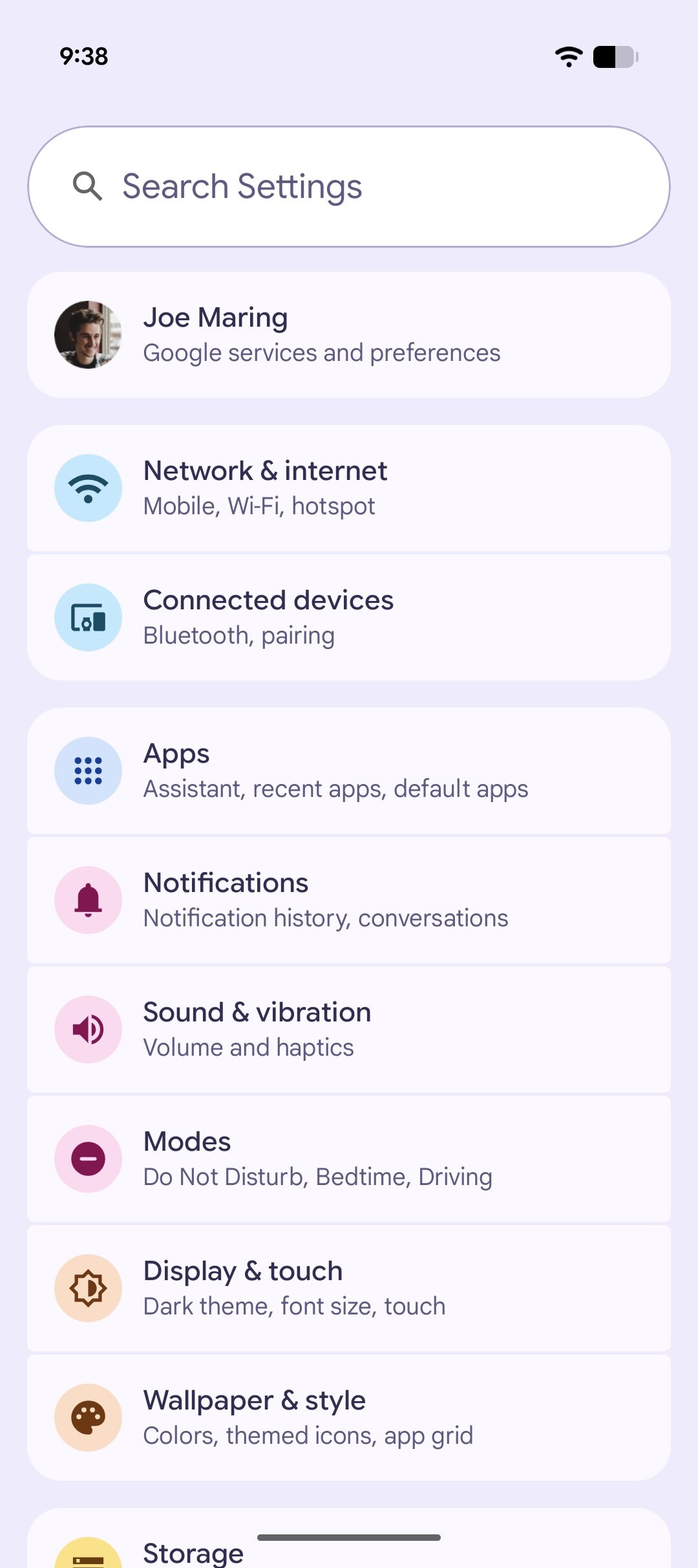 Google Pixel 10 Settings app, showing how to enable Smooth Display on the phone.