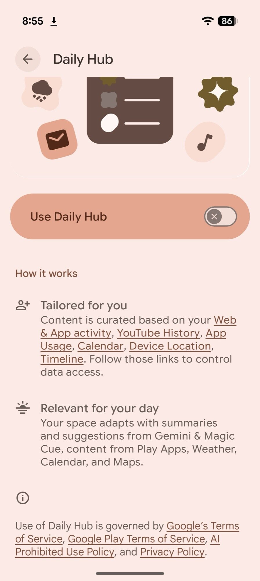 pixel 10 screenshot daily hub settings 1