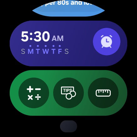 A page with multiple tiles in One UI 8 Watch.