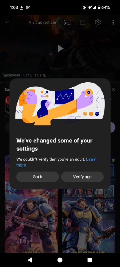 youtube age check fail