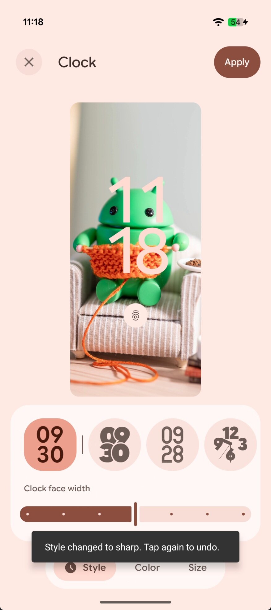 Clock style changed to sharp in Android 16 QPR1