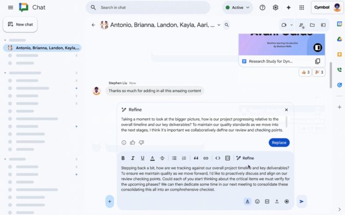The new Google Chat Refine feature could help impress your boss ...