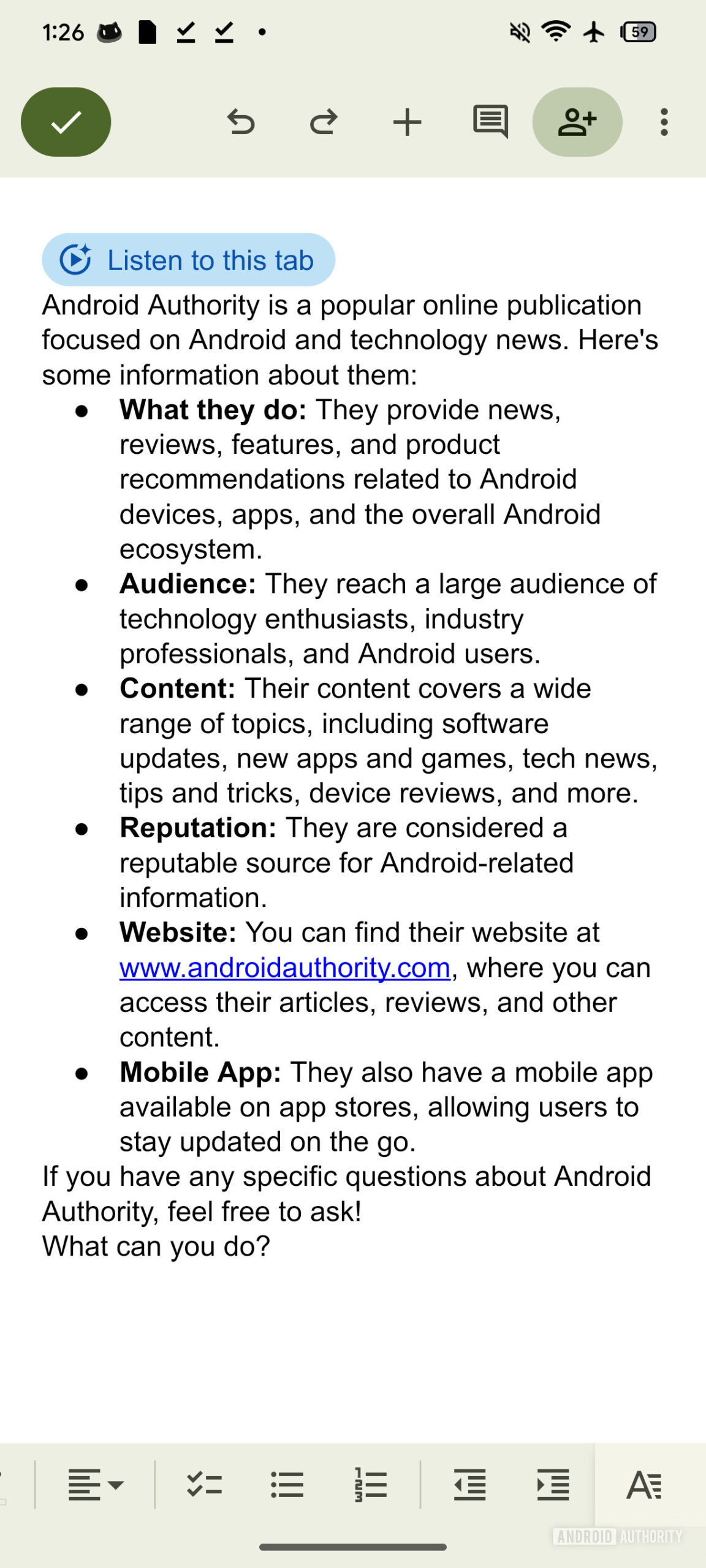 Google Docs horizontal scroll