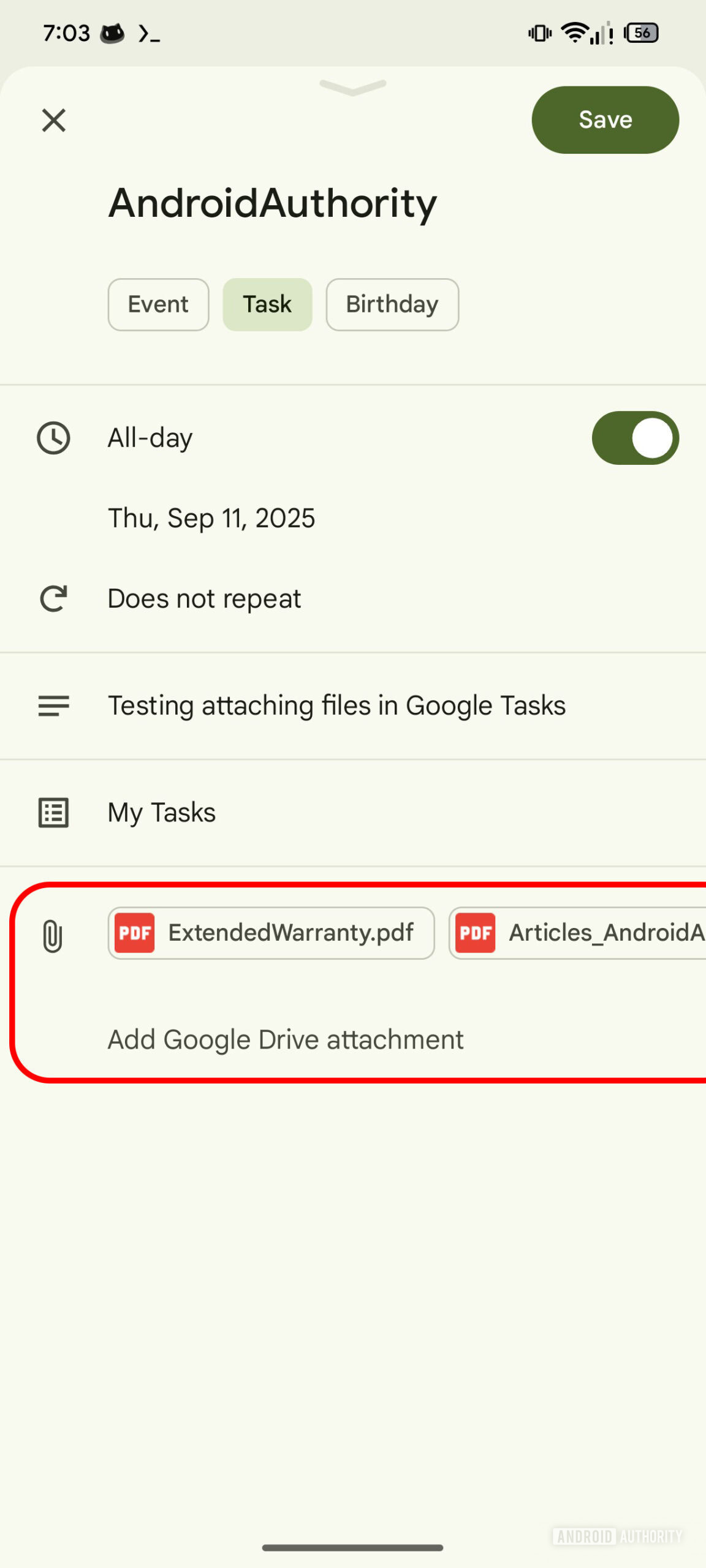 Google calendar task drive attachments in description jpg