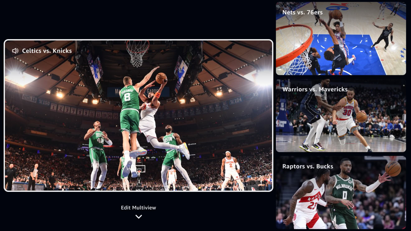 Amazon's multiview layout for NBA games.