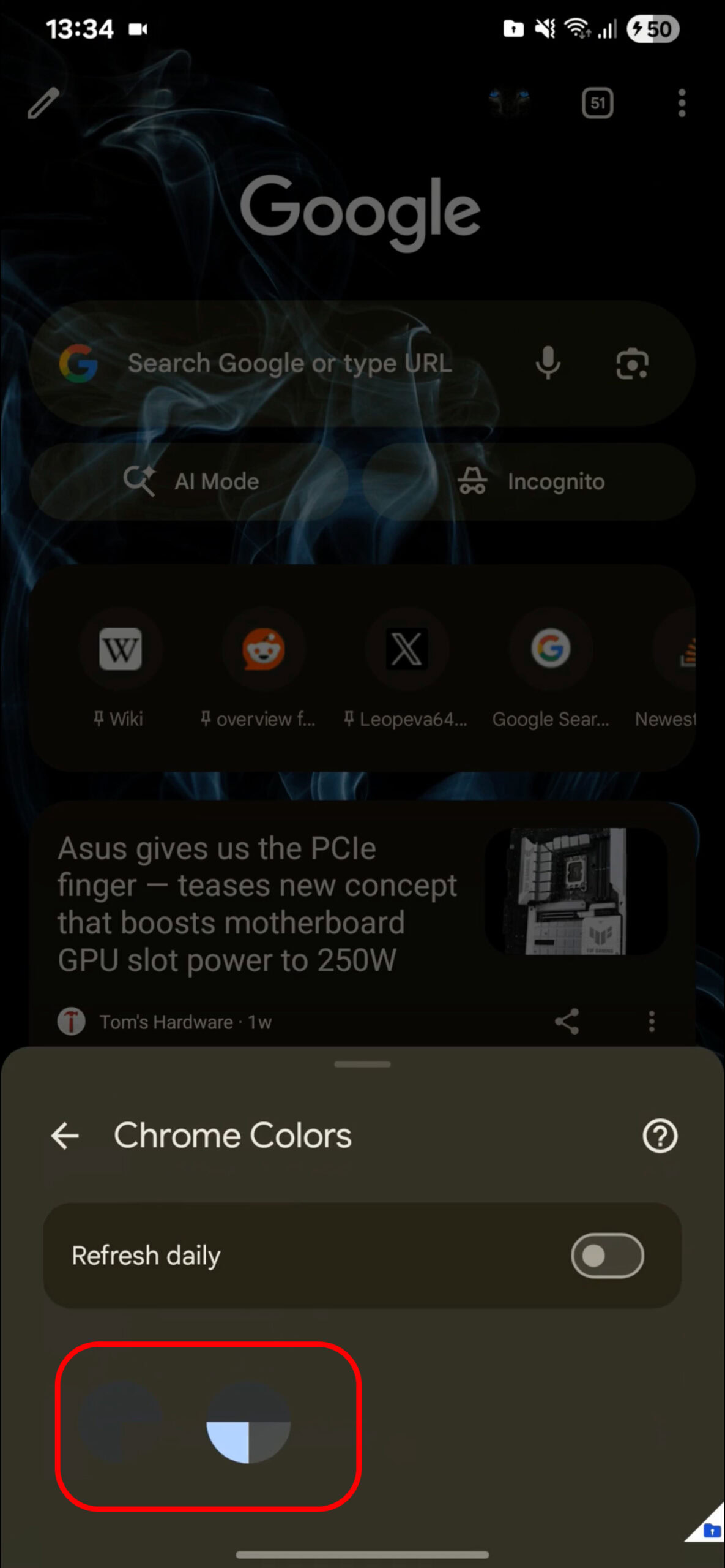 Chrome Canary Android colors