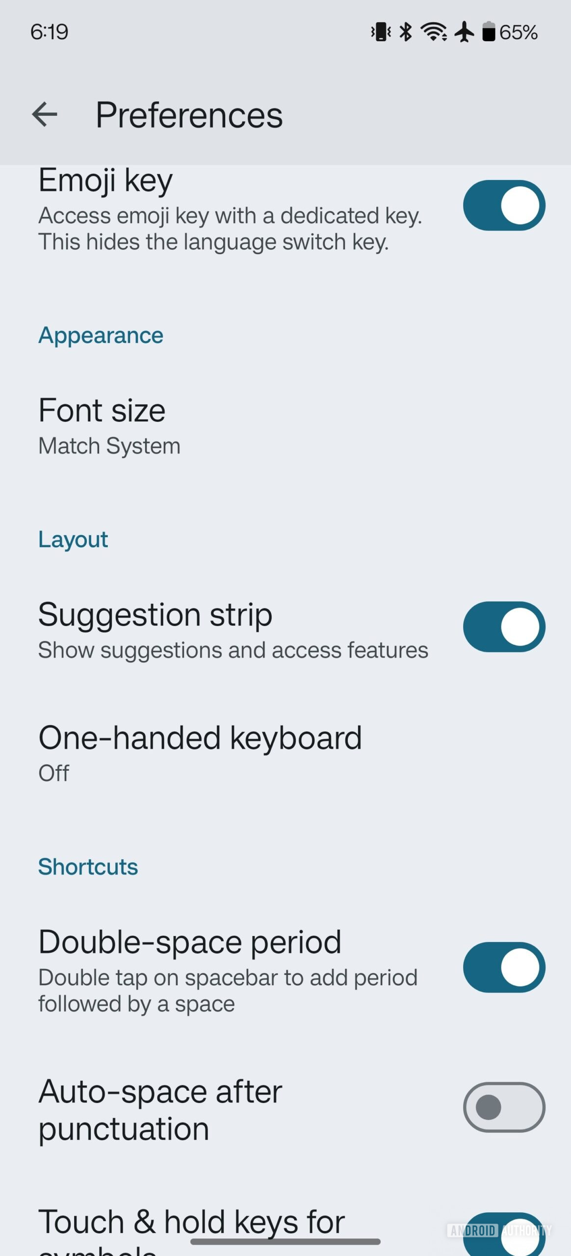 gboard font size