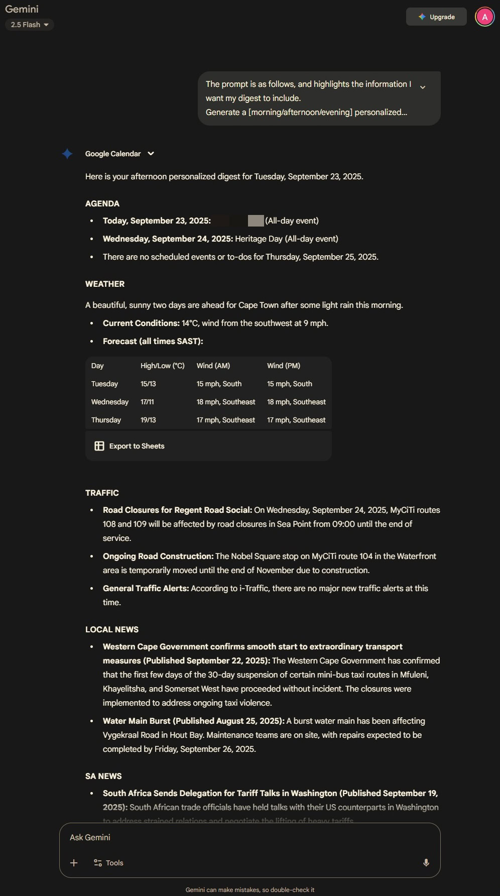 gemini daily hub output example 1