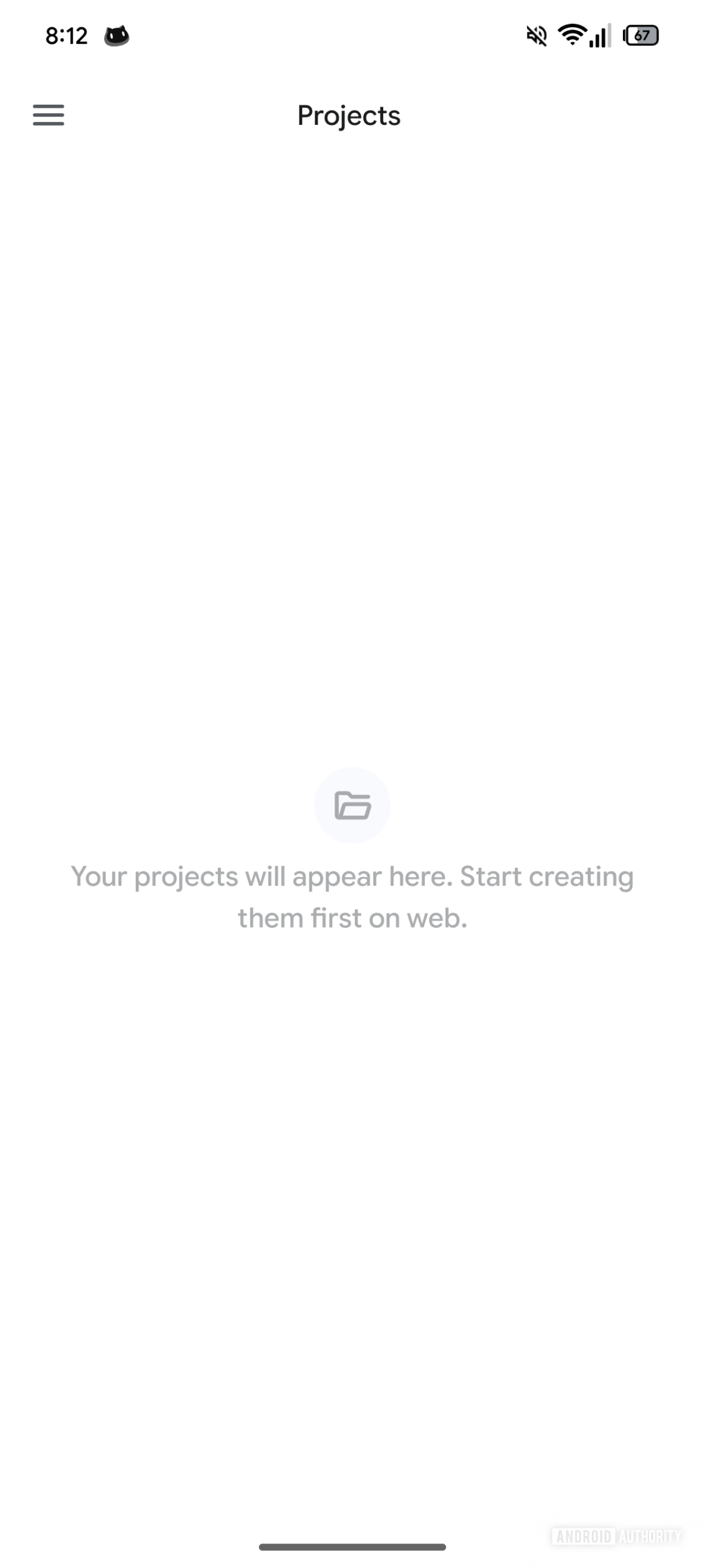 A screenshot showing the Projects interface in the Google Gemini mobile app.