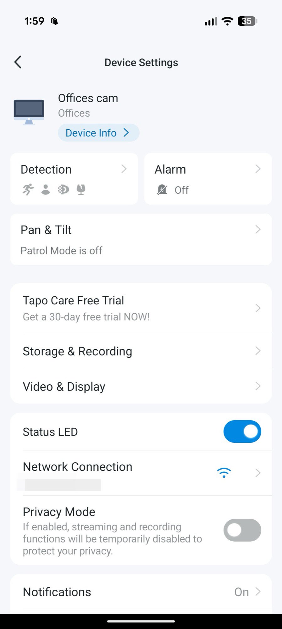 tp link tapo c225 screenshot settings 1