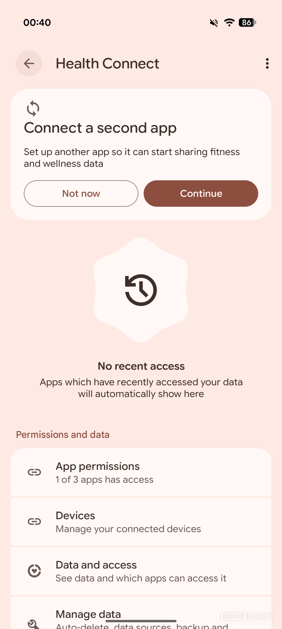 Banner in Health Connect to connect second app