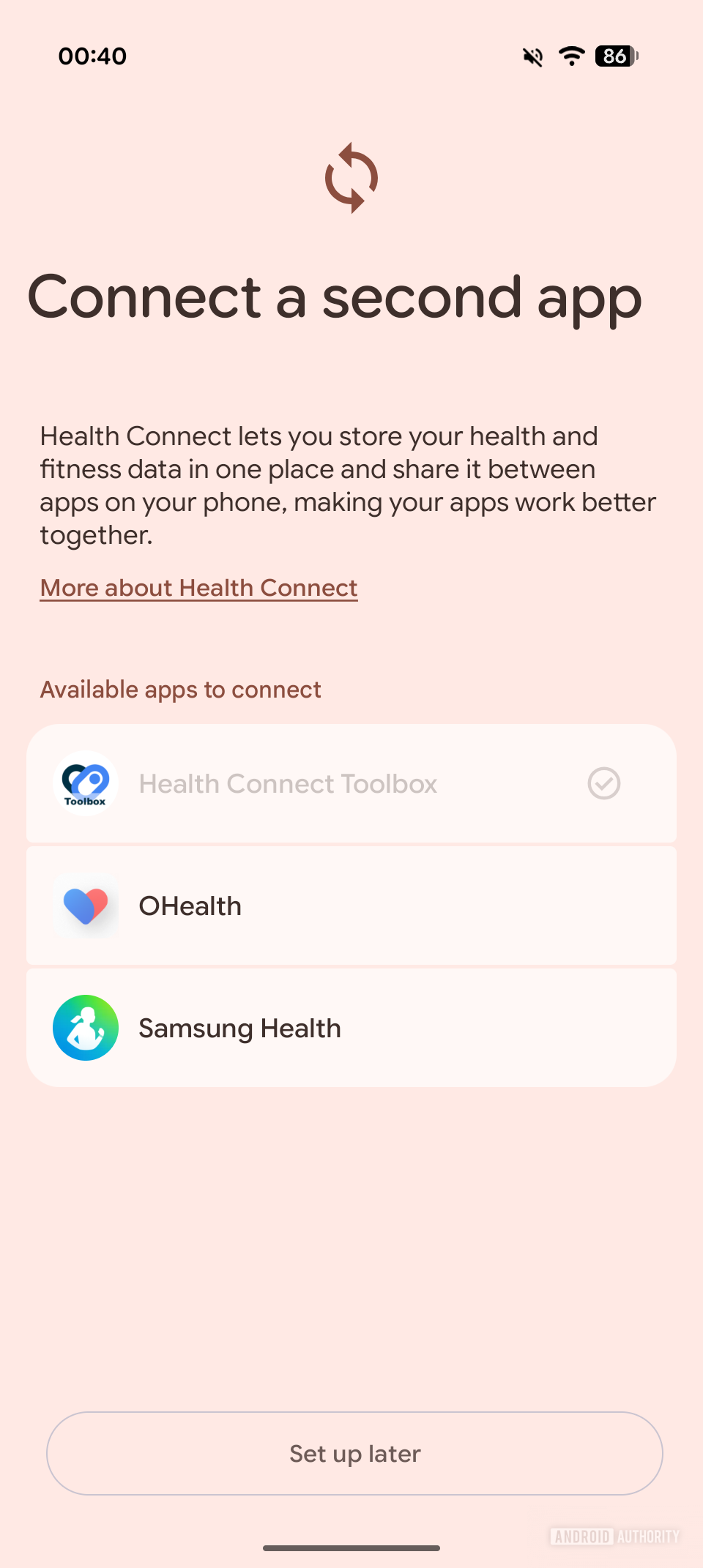 Connect a second app to Health Connect screen