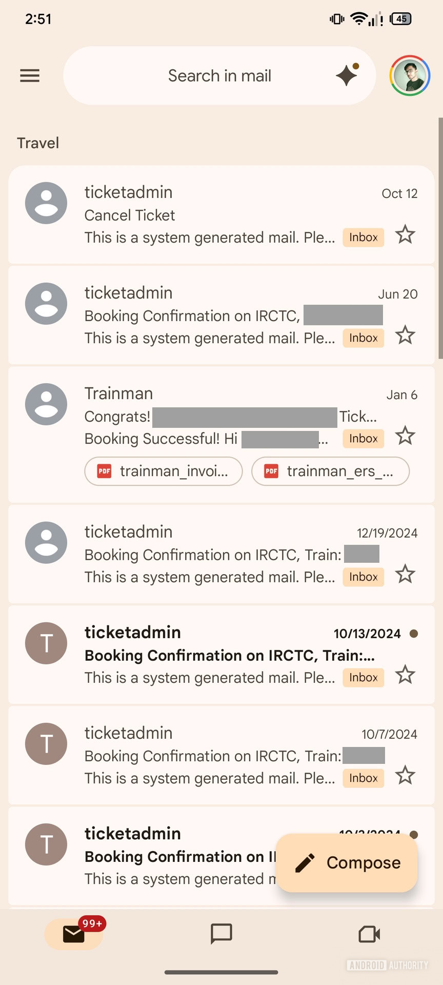 Gmail Upcoming Bills and Travel label (3)