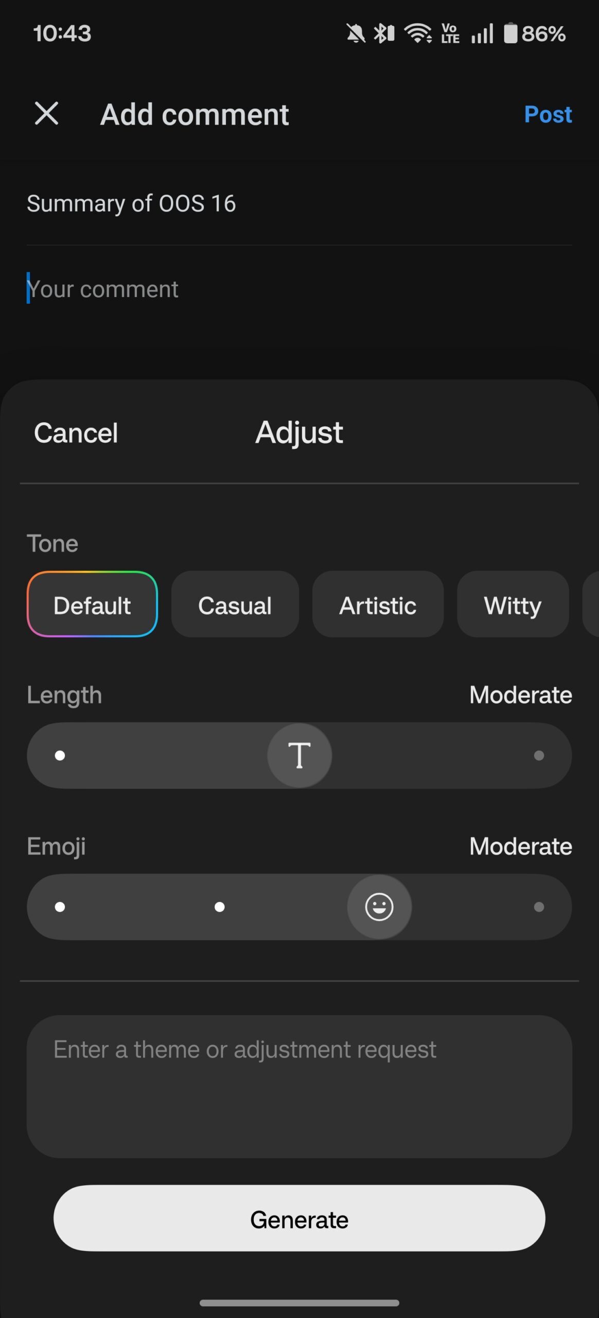 OnePlus AI Writer social media caption generator 3