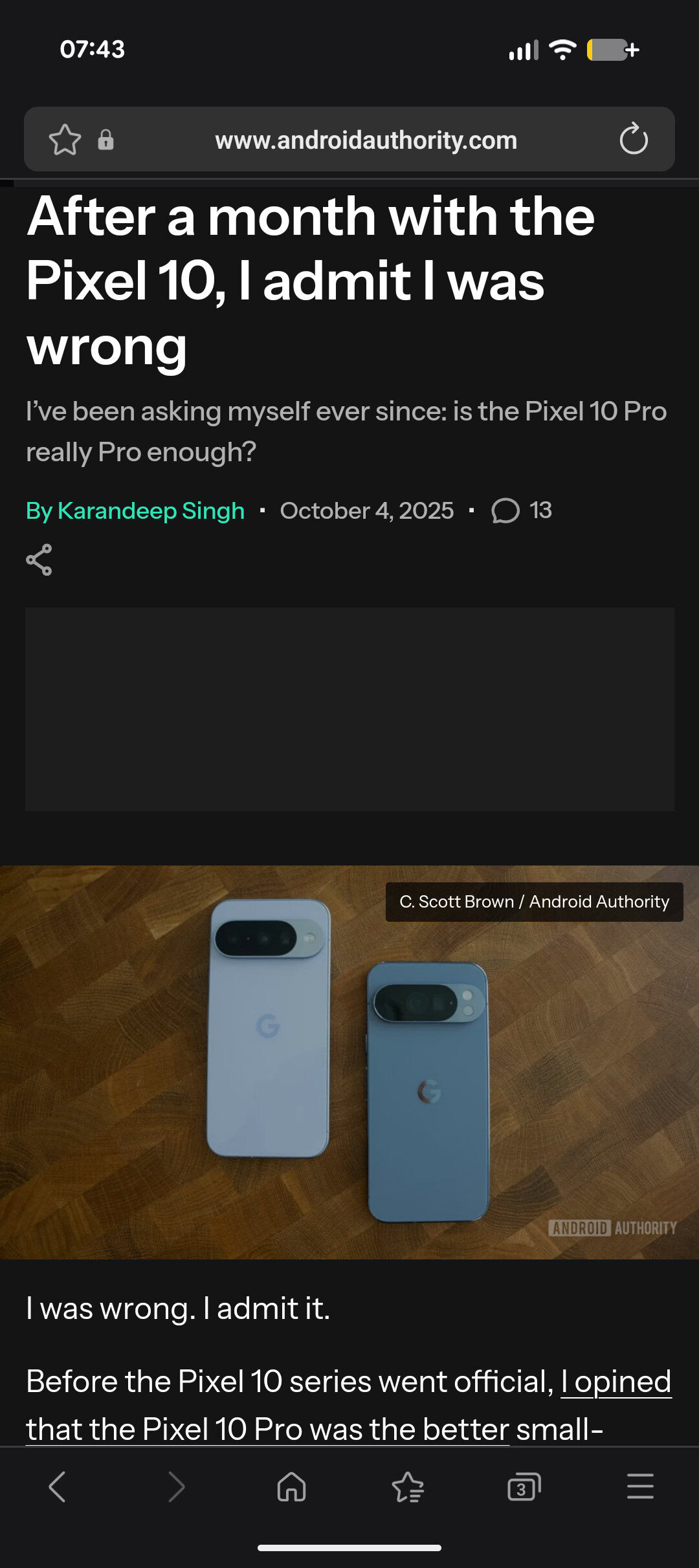 Samsung Internet dark mode screenshot