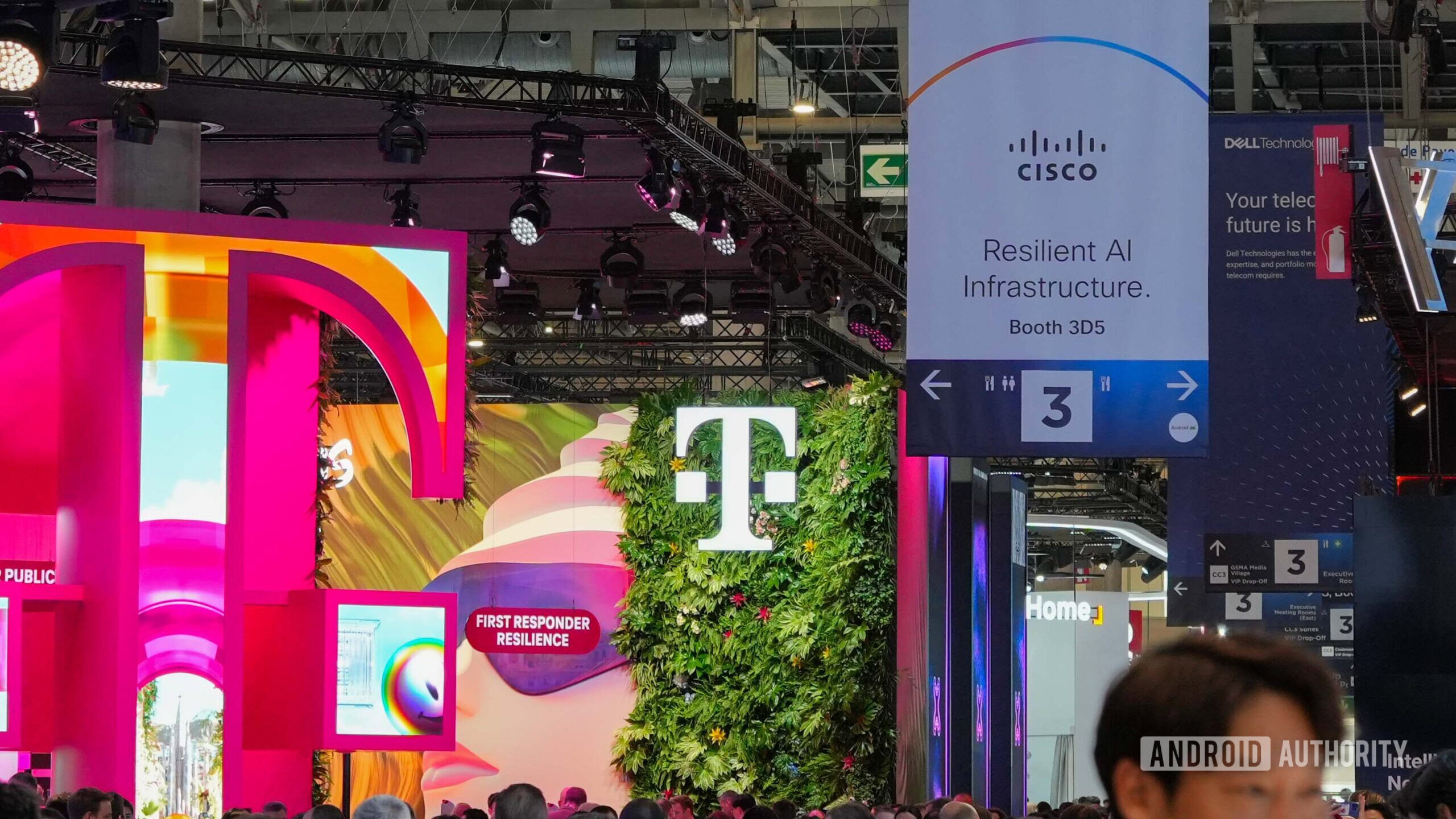 T Mobile stock photo logo visible at MWC 2025 booth