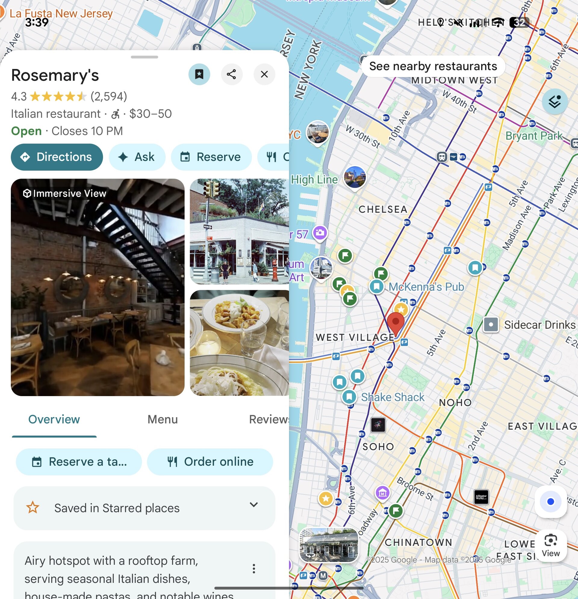 Screenshot of Google Maps on the Pixel 10 Pro Fold.
