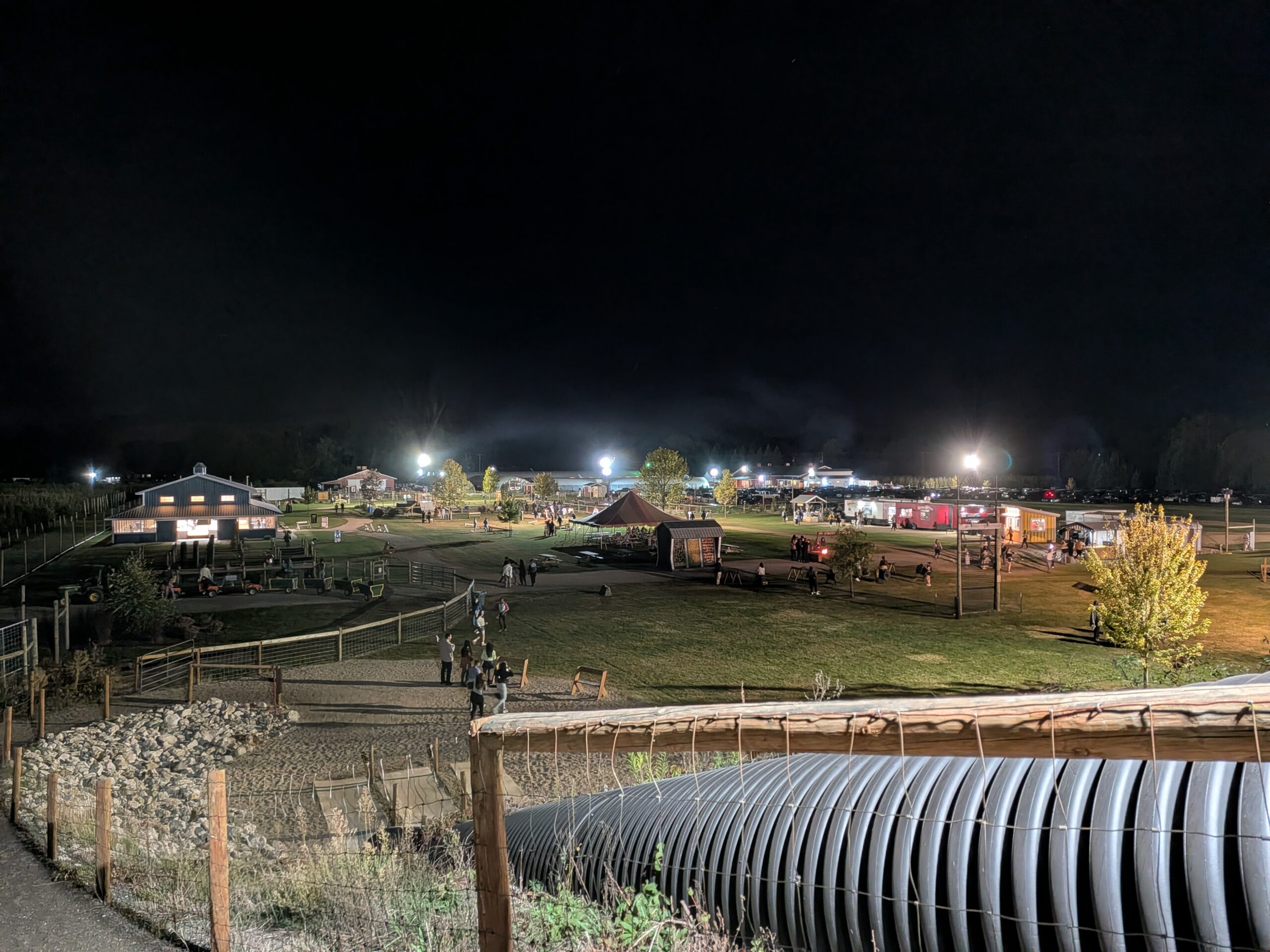 A picture of a farm at nighttime, taken with the Google Pixel 10 Pro Fold.