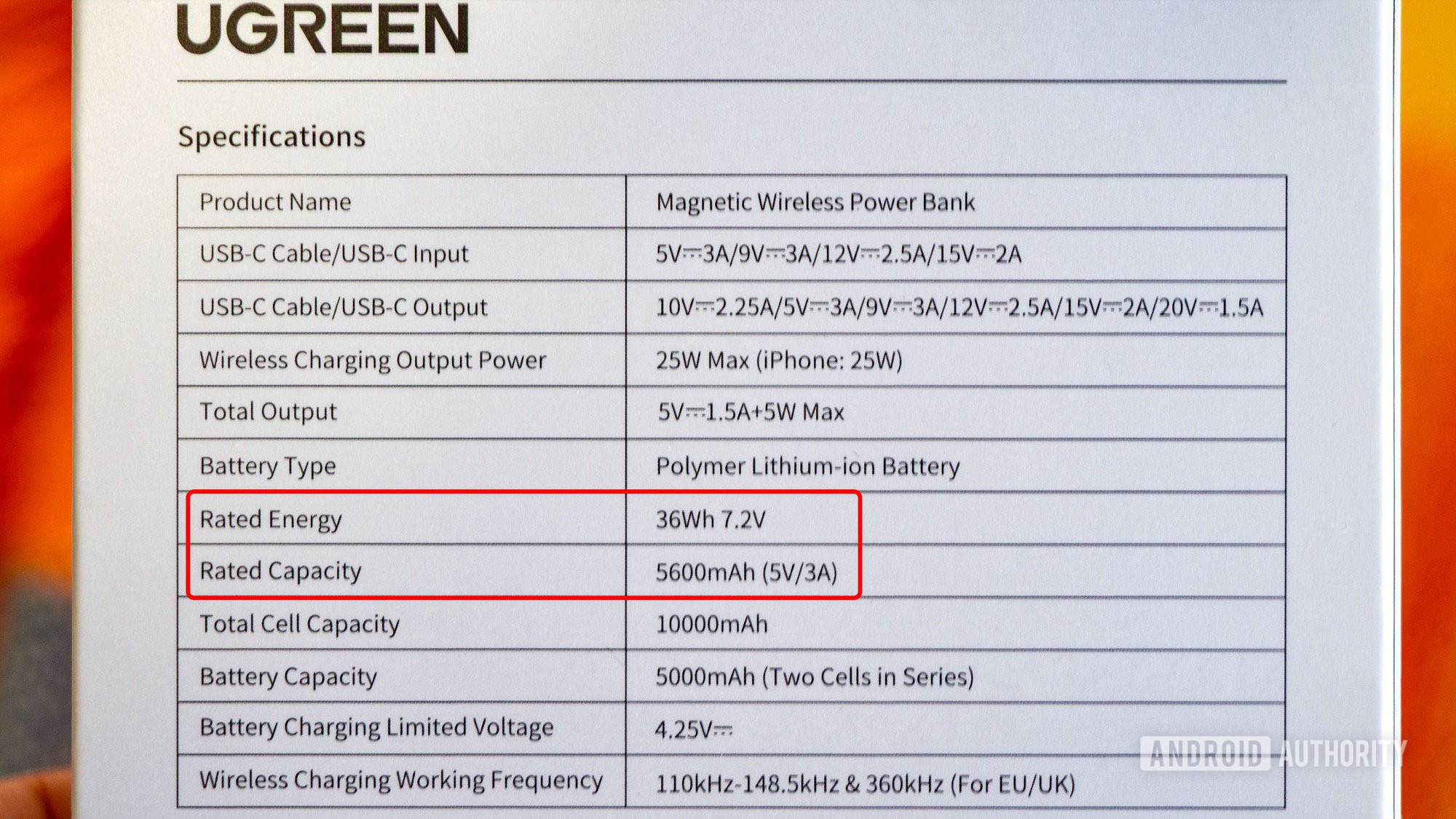 ugreen 10000mah qi2 25w power bank box outline