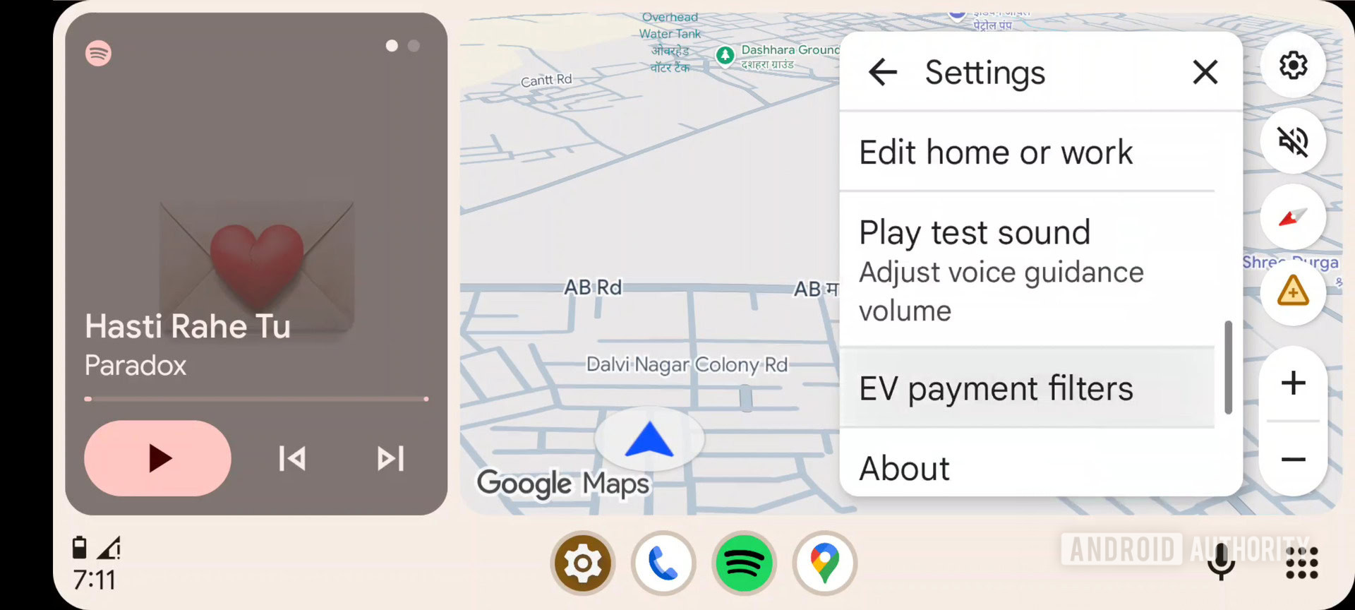 Android Auto EV map payment filter