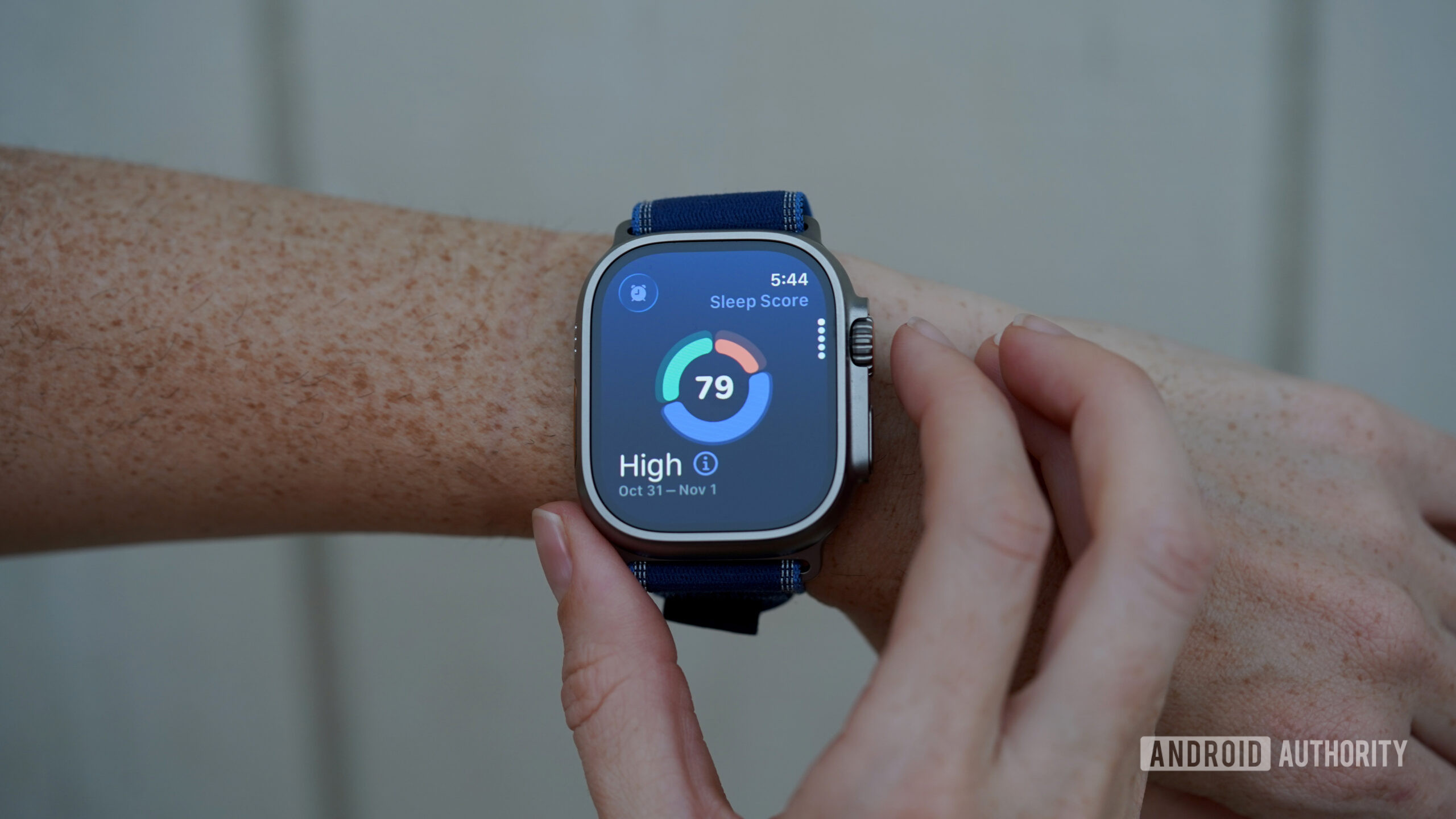 An Apple Watch Ultra 3 user checks their sleep score.