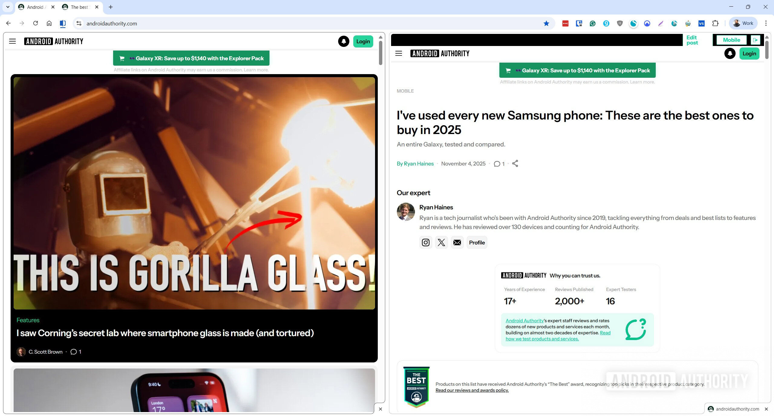 Chrome Split View screenshot