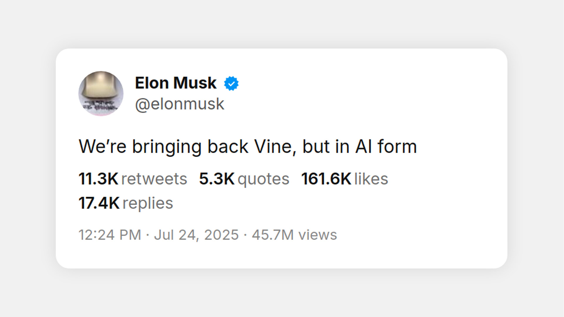 Elon Musk We are bringing back Vine, but in AI form Elon Musk We are bringing back Vine, but in AI form