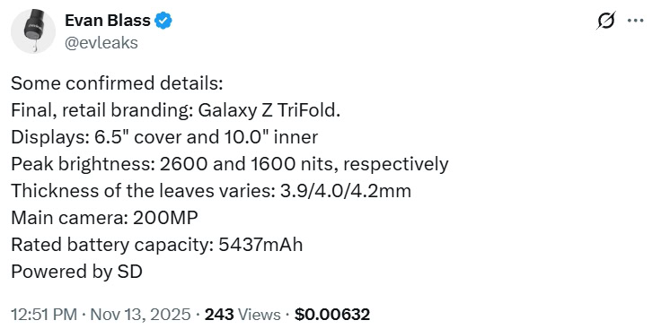 Evan 'evleaks' Blass on the Galaxy Z TriFold Evan 'evleaks' Blass on the Galaxy Z TriFold