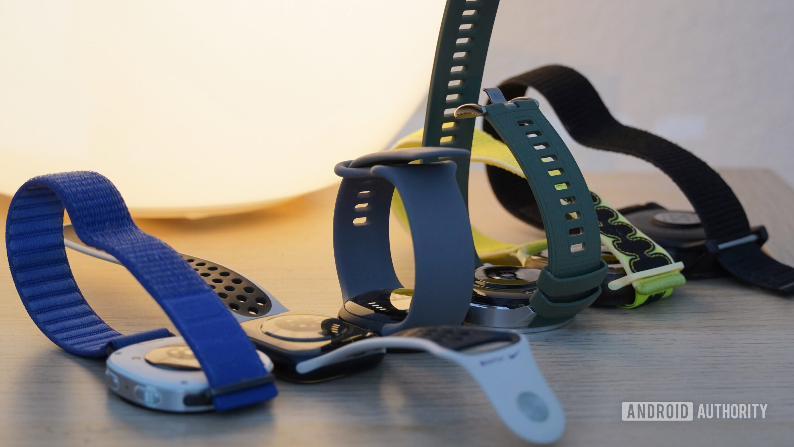 Galaxy Watch 8 AA 5 A collection of smartwatches showing the size of their sensors.