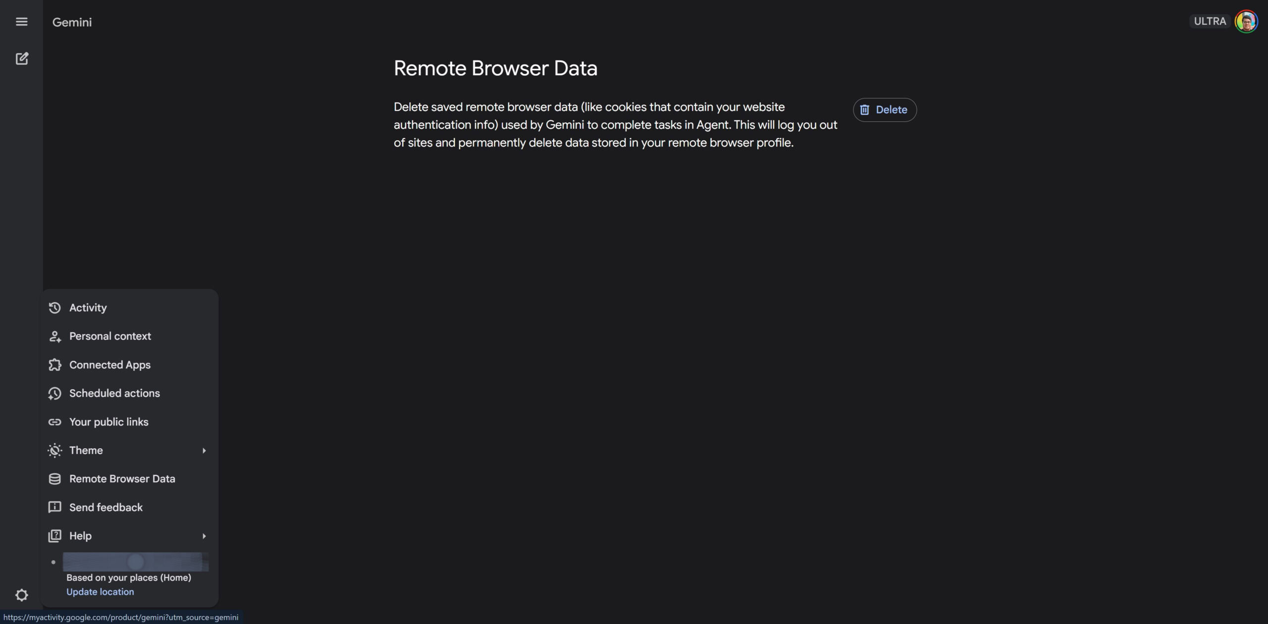 Gemini Agent Remote Browser Data