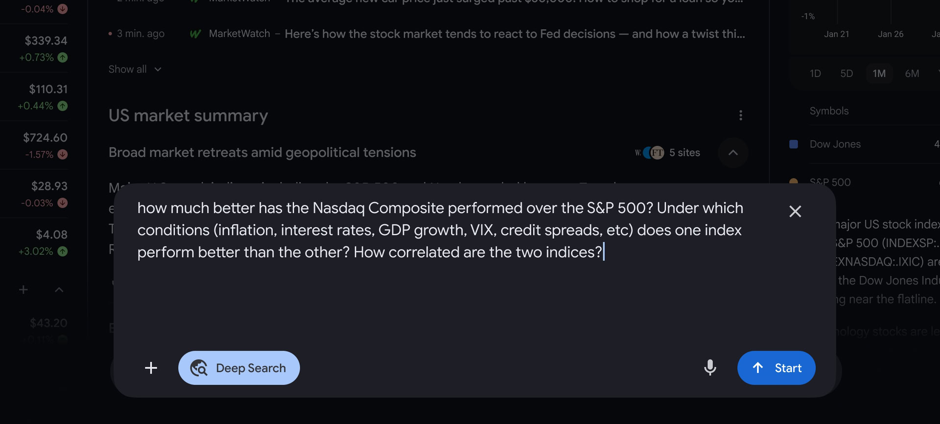 Google Finance Deep Search
