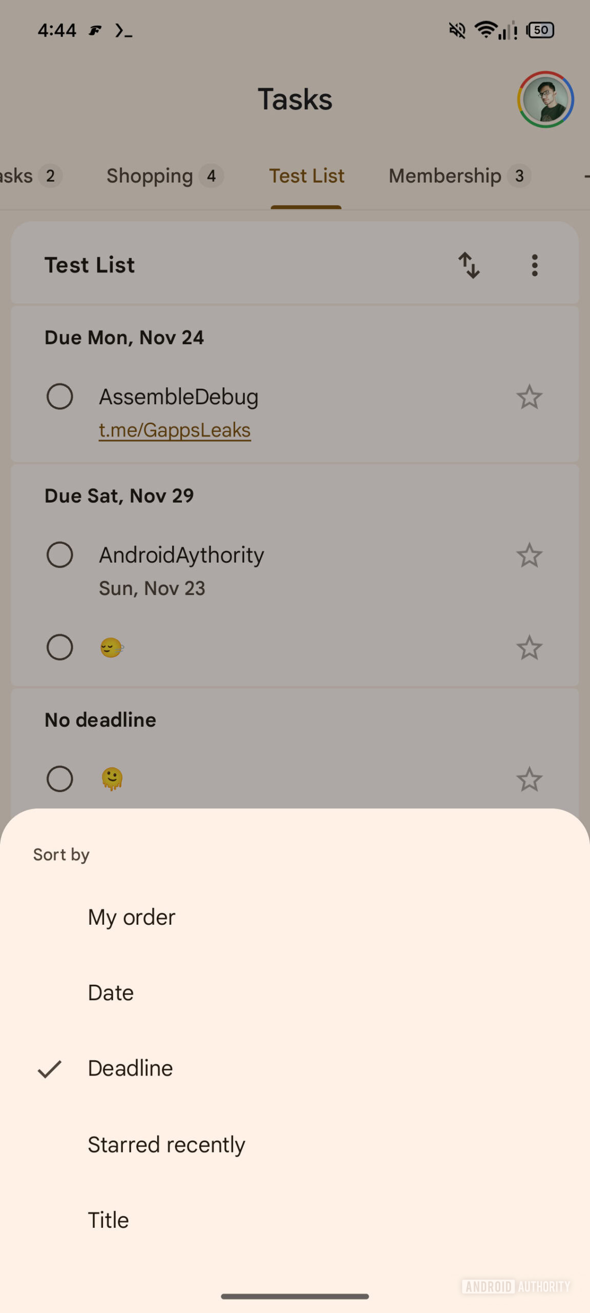 Google Tasks sort by deadline 1 AssembleDebug