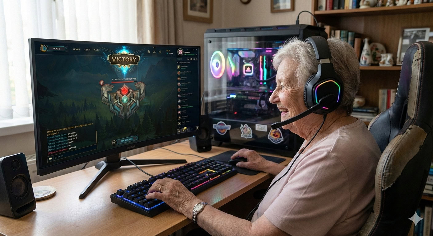 Abuela jugando League of Legends