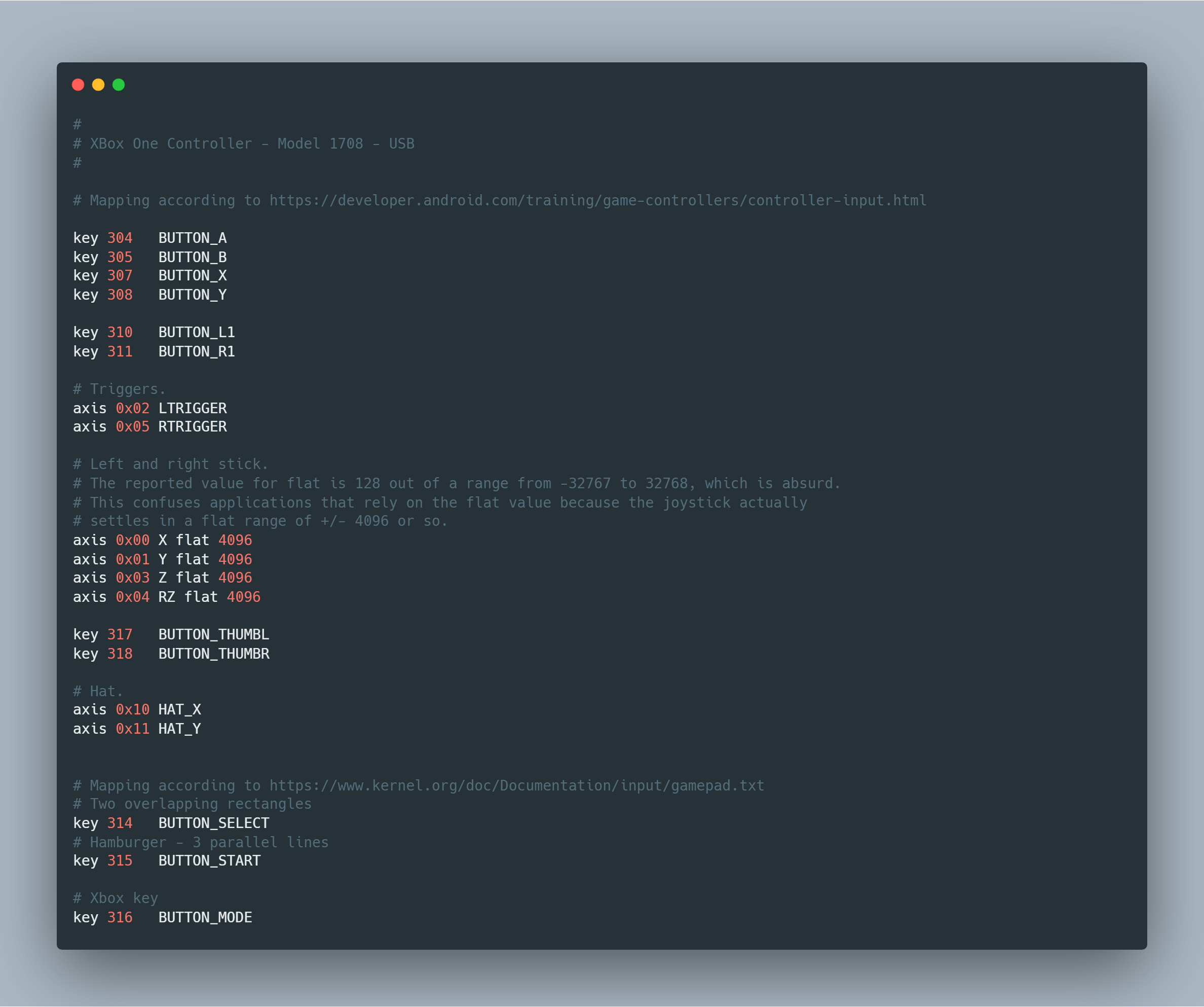 Key layout file for the Xbox One Controller over USB Key layout file for the Xbox One Controller over USB