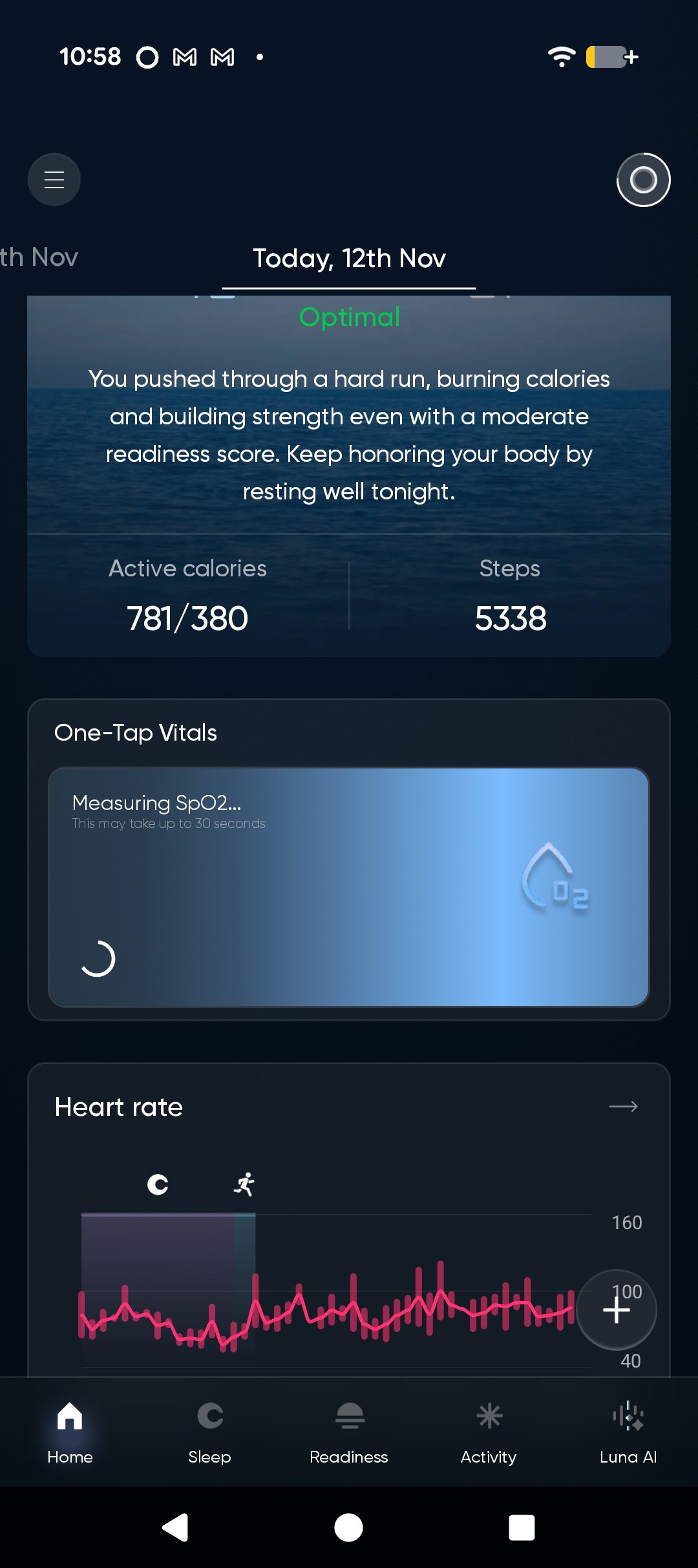 Luna Ring 2 app SpO2
